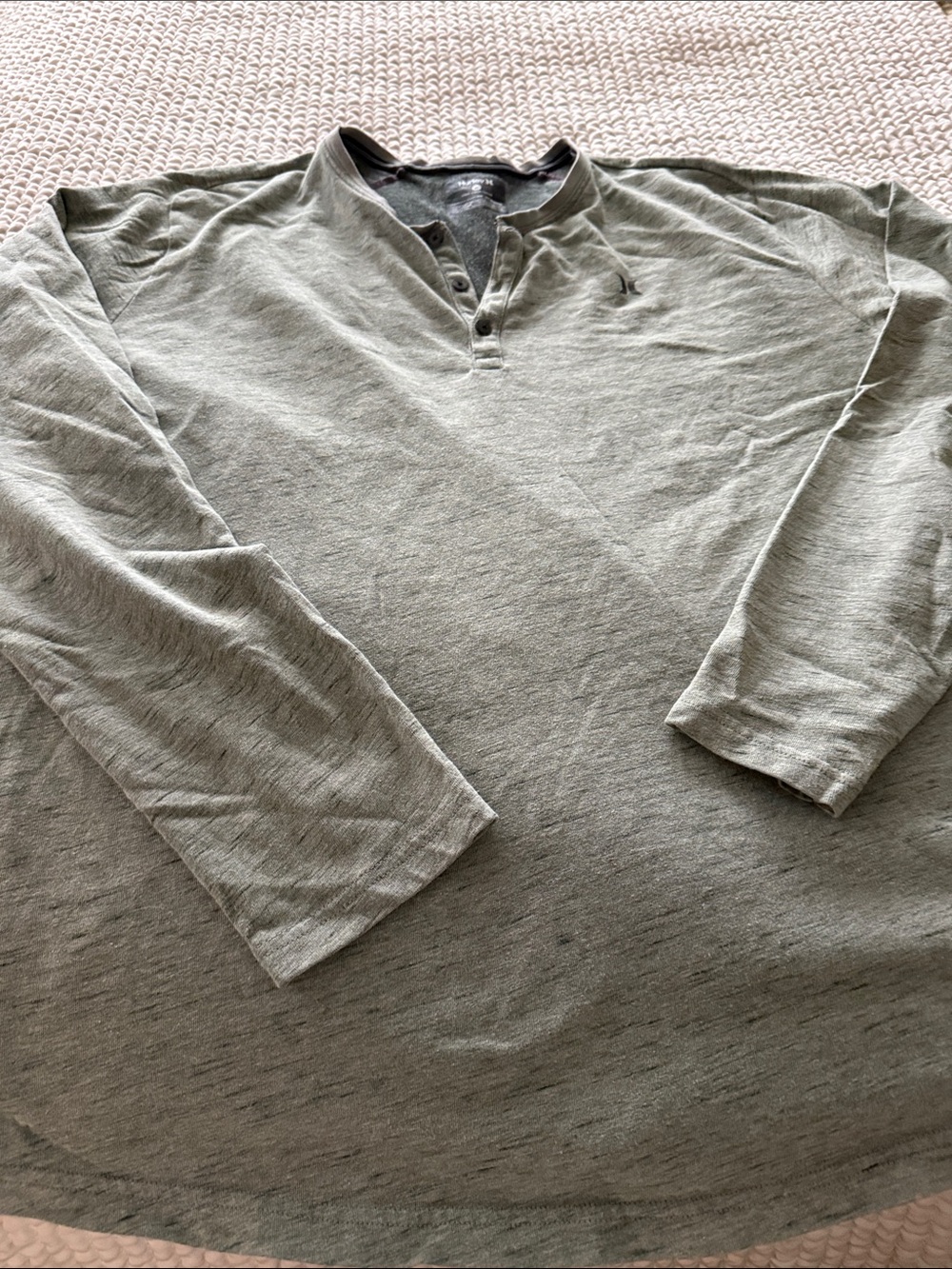 Hurley Gray  Henley Top with Button Placket